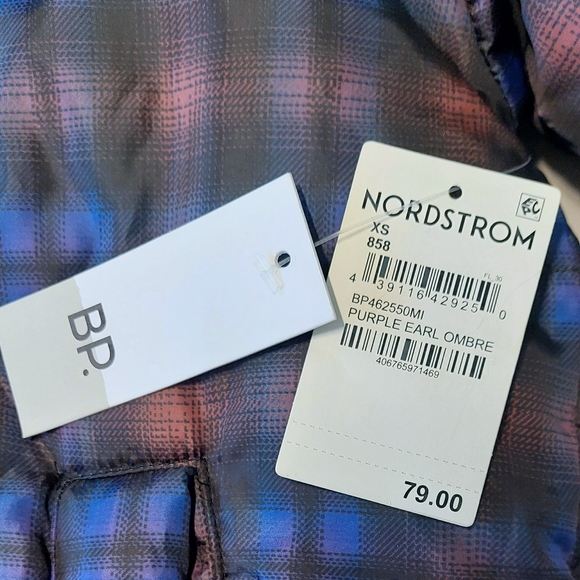 NWT Nordstrom BP Multicolor Plaid Puffer Jacket, Size XS (runs big) - Picture 5 of 9